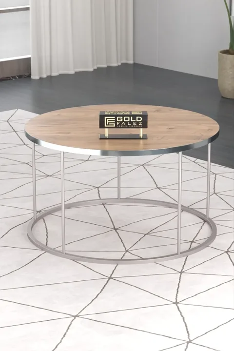 Terra Gold Round Coffee & Nesting Table Set - Silver Walnut