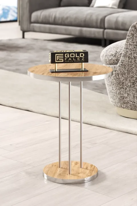 Terra Gold Round Coffee & Nesting Table Set - Silver Walnut