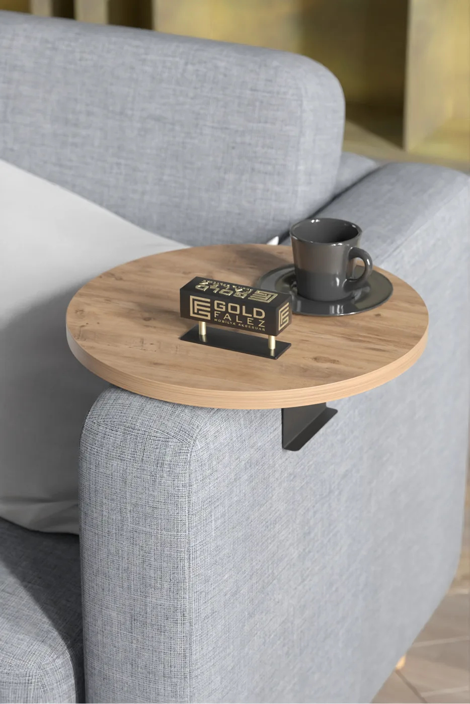 Adjustable Metal Leg Round Tray Side Table - Atlantic Pine