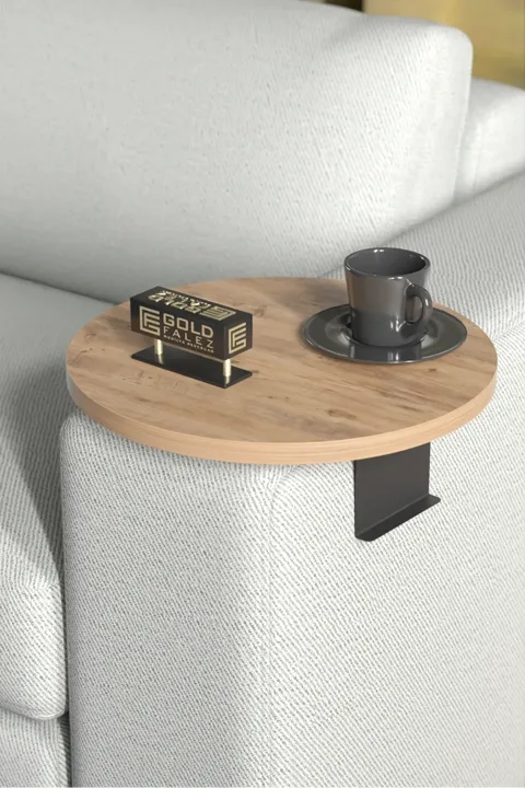 Adjustable Metal Leg Round Tray Side Table - Atlantic Pine