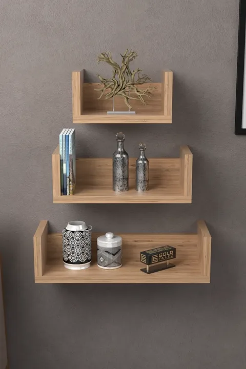 U-Shaped Decorative Wall Shelf - Atlantic Pine