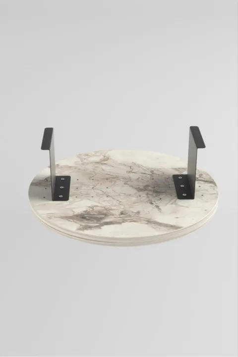 Adjustable Metal Leg Round Tray Side Table - White Marble Effect