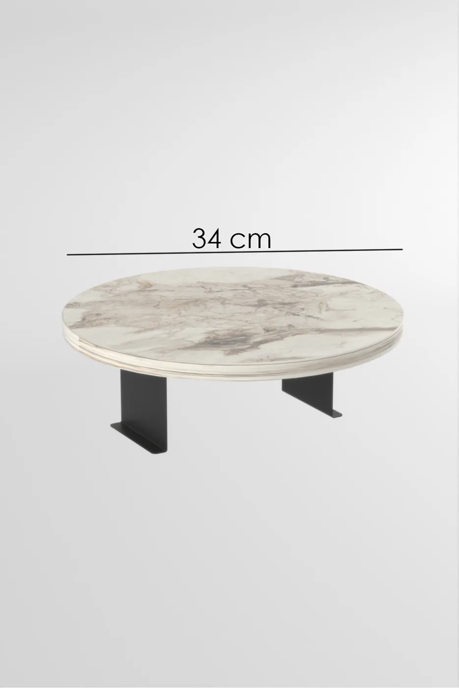 Adjustable Metal Leg Round Tray Side Table - White Marble Effect