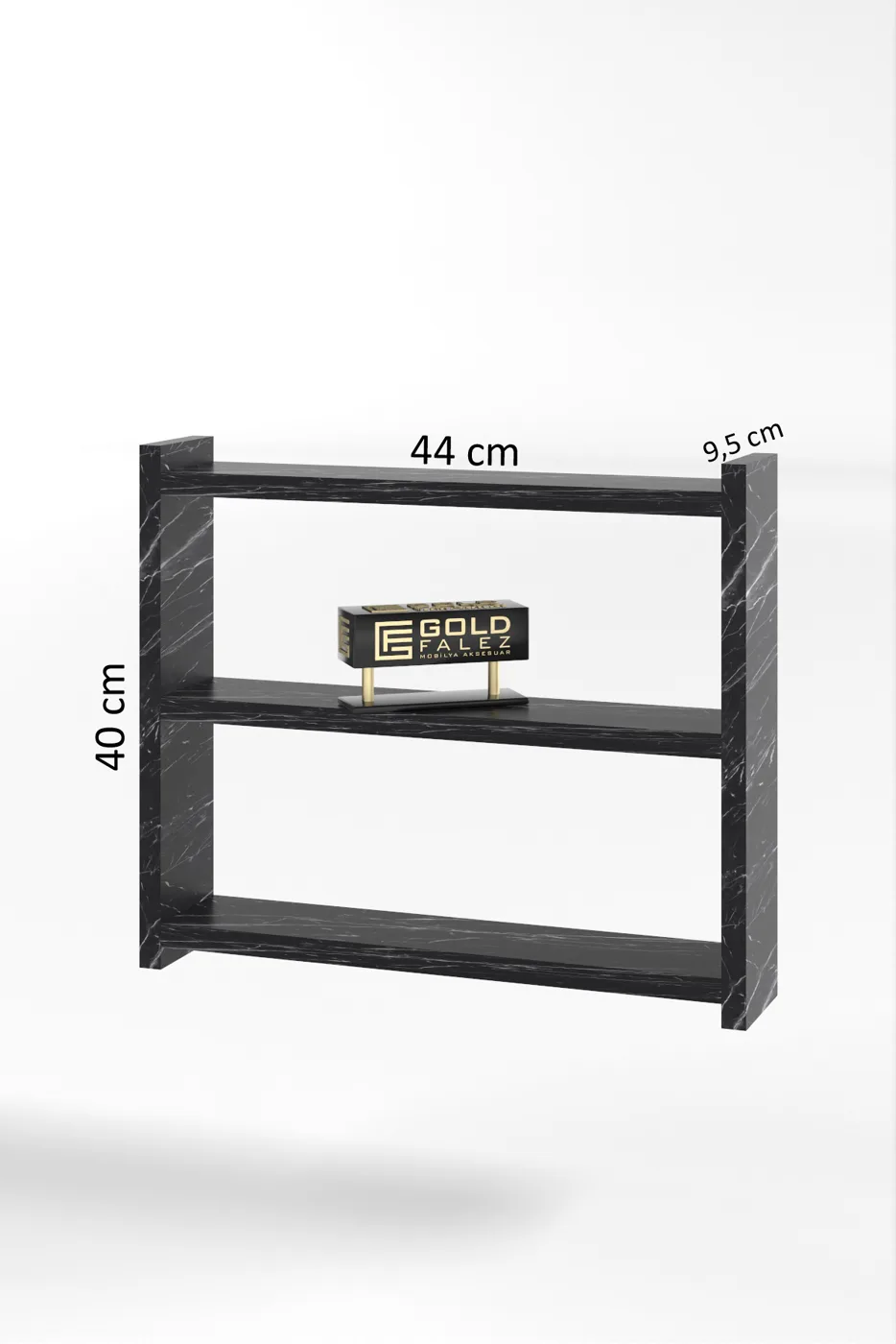 3-Shelf Countertop Kitchen & Bathroom Organiser - Black Marble Effect