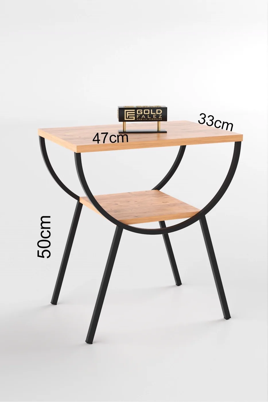 Arc Metal Leg Rectangular Side Table - Atlantic Pine