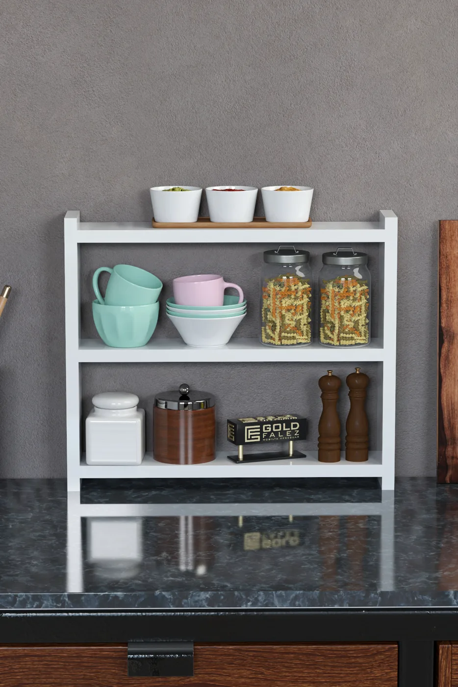 3-Shelf Countertop Kitchen & Bathroom Organiser - White