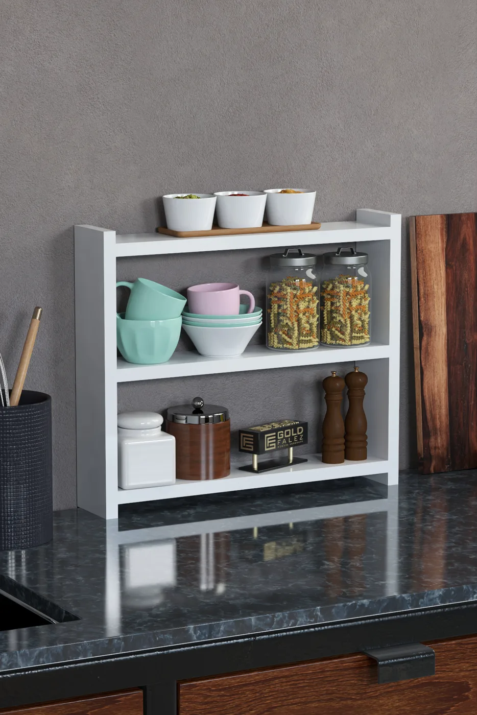 3-Shelf Countertop Kitchen & Bathroom Organiser - White
