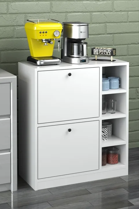 Coffee Corner Kitchen Cabinet - White