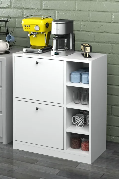 Coffee Corner Kitchen Cabinet - White