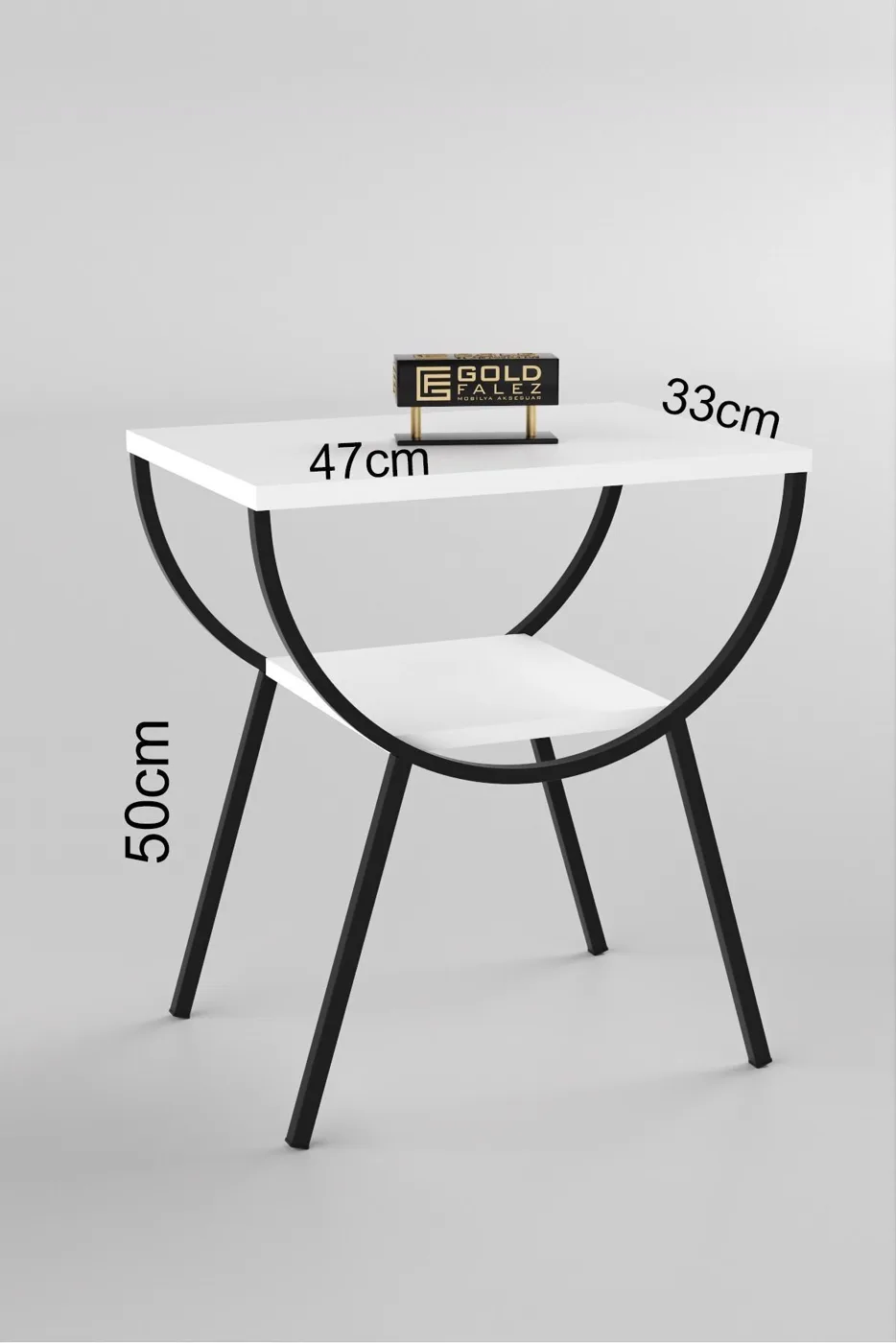 Arc Metal Leg Rectangular Side Table - White Plain