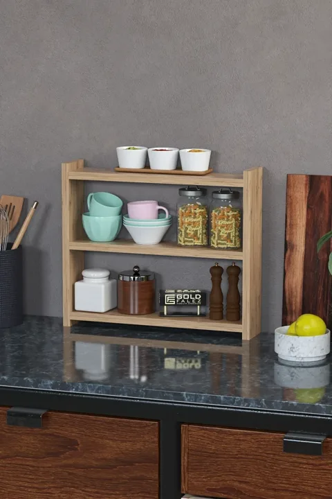 3-Shelf Countertop Kitchen & Bathroom Organiser - Atlantic Pine