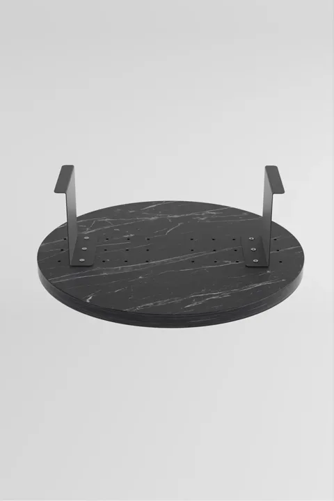 Adjustable Metal Leg Round Tray Side Table - Black Marble Effect