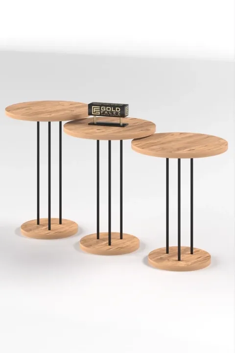 Terra 3-Piece Round Nesting Table Set - Atlantic Pine