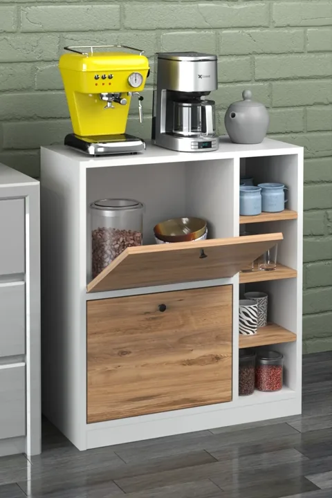 Coffee Corner Kitchen Cabinet - Walnut Atlantic Pine