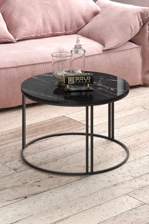 Special Round Coffee Table - Black Marble Effect