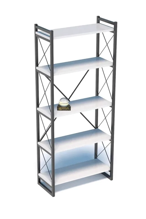 Ilkal 5-Shelf Metal Bookcase - White