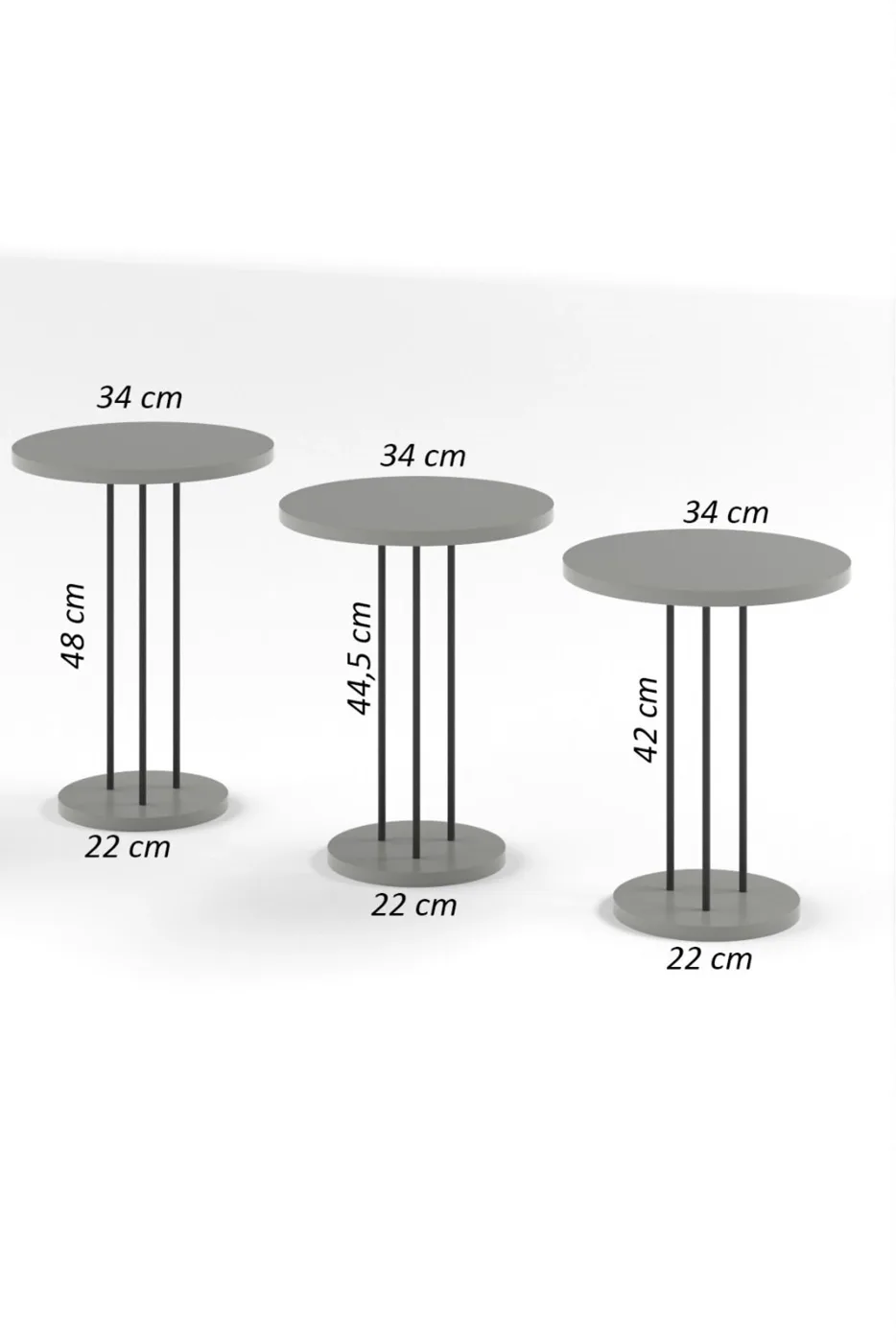 Round Nesting Table Set Metal Legs - Gold White