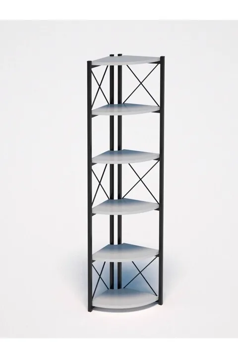 6-Shelf Corner Bookcase & Planter Stand - White