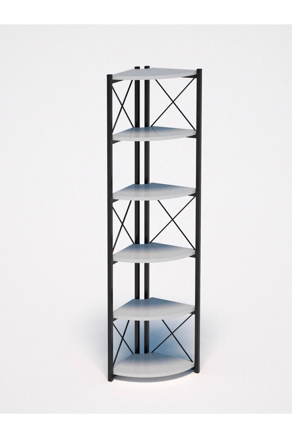 Ilkal Corner 6-Shelf Bookcase & Planter Stand - White