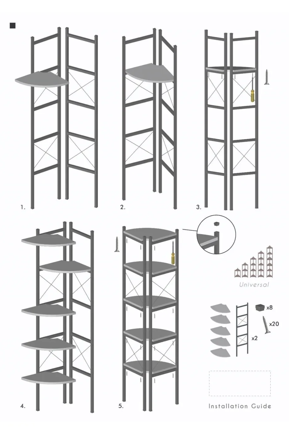 Ilkal Corner 6-Shelf Bookcase & Planter Stand - White