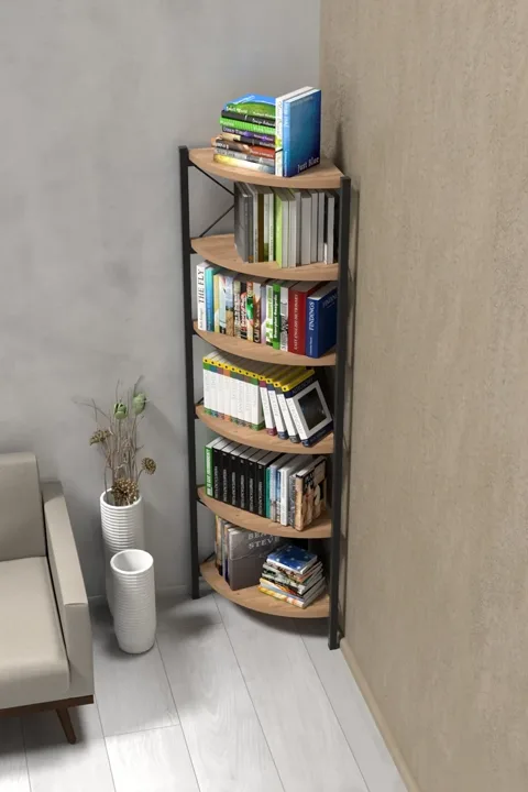 Corner 6-Shelf Bookcase & Planter Stand - Atlantic Pine