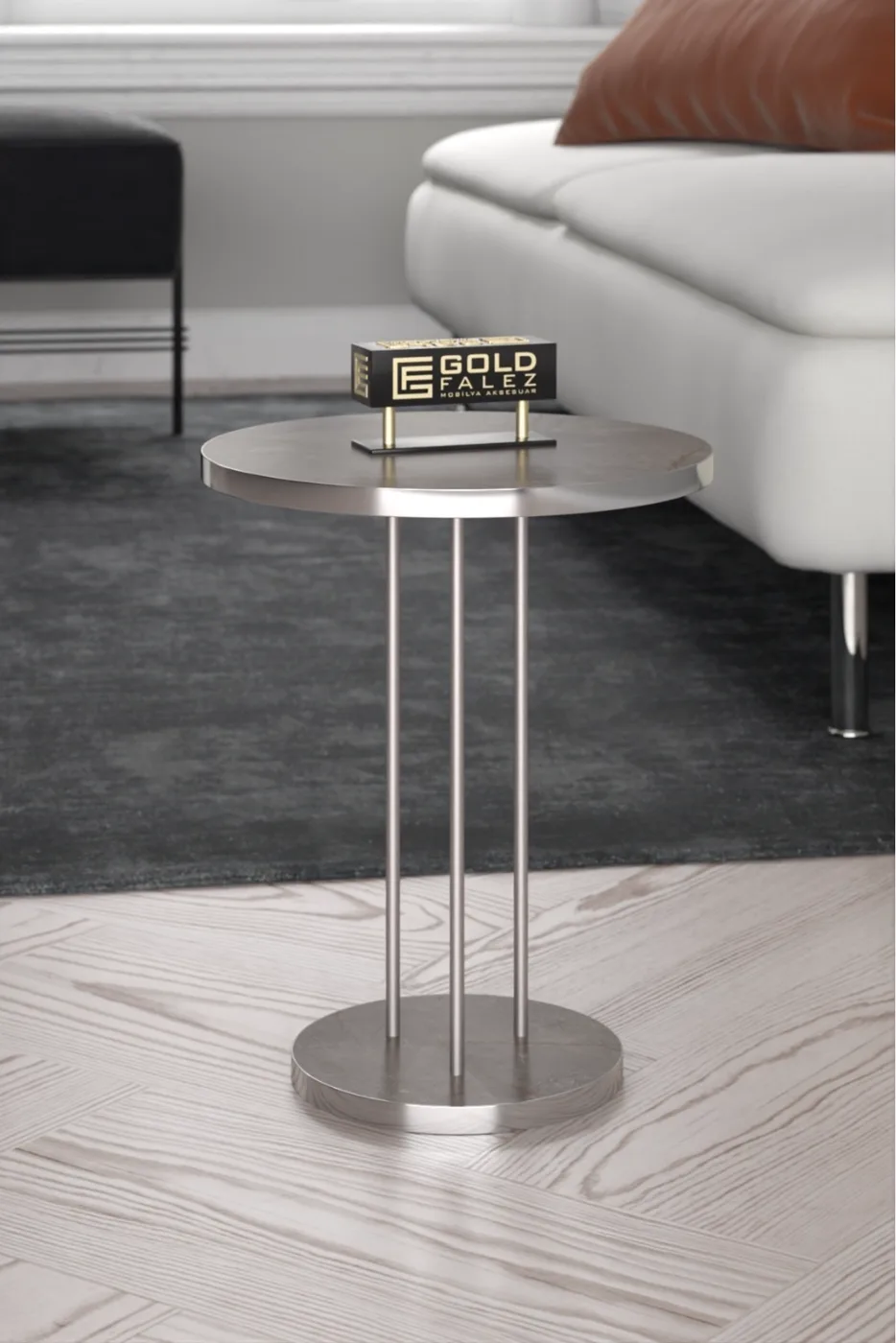 Round Nesting Table Set Metal Legs - Kudum