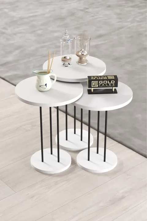Terra 3-Piece Round Nesting Table Set - White