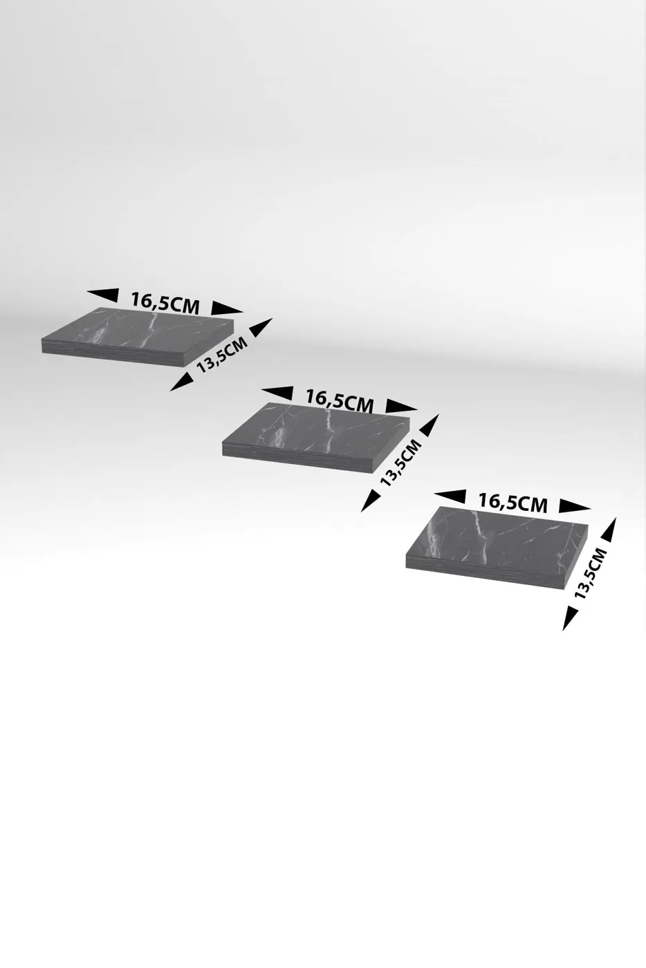 Ilkal 3-Piece Square Wall Shelf Bookcase - White