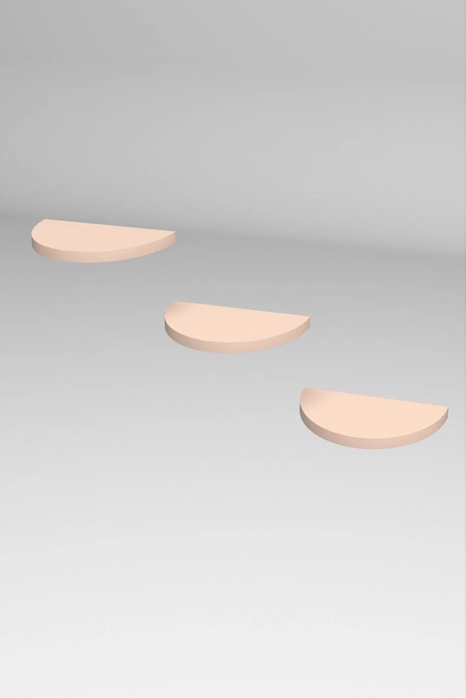 Ilkal 3-Piece Oval Wall Shelf Bookcase - Cream
