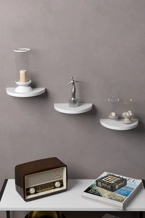 Ilkal 3-Piece Oval Wall Shelf Bookcase - White