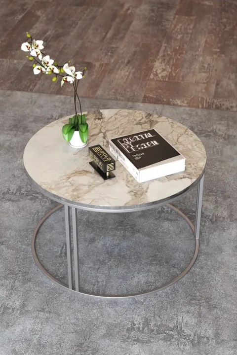 Special Round Coffee Table - Silver White