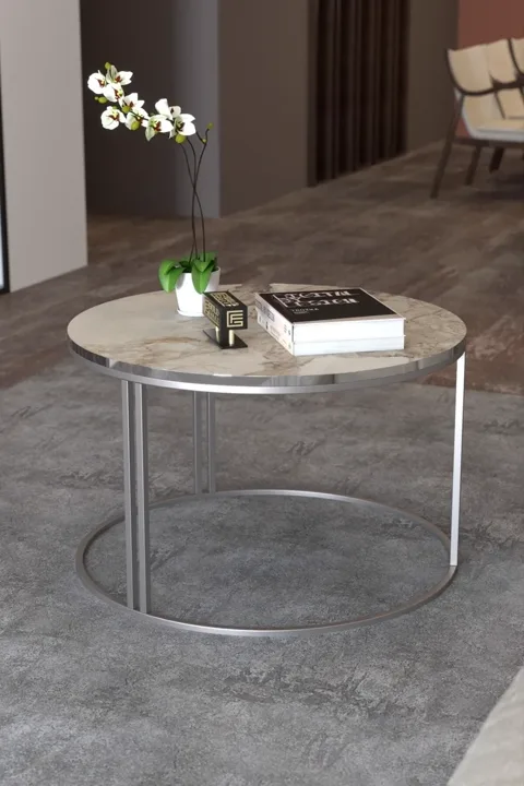 Special Round Coffee Table - Silver White
