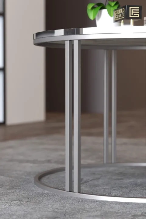 Special Round Coffee Table - Silver White