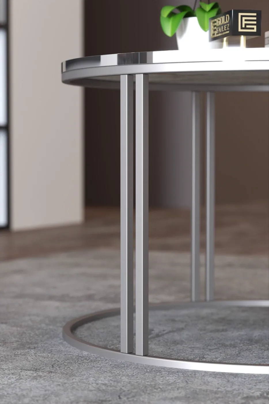 Special Round Coffee Table - Silver White