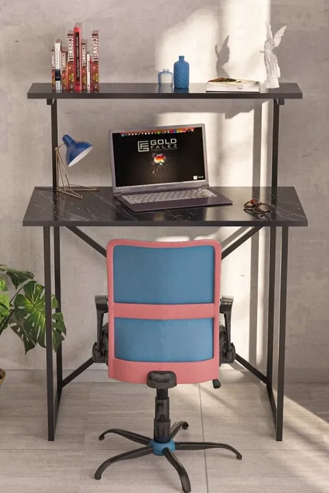 Multi-Purpose Desk with Front Shelf - Black