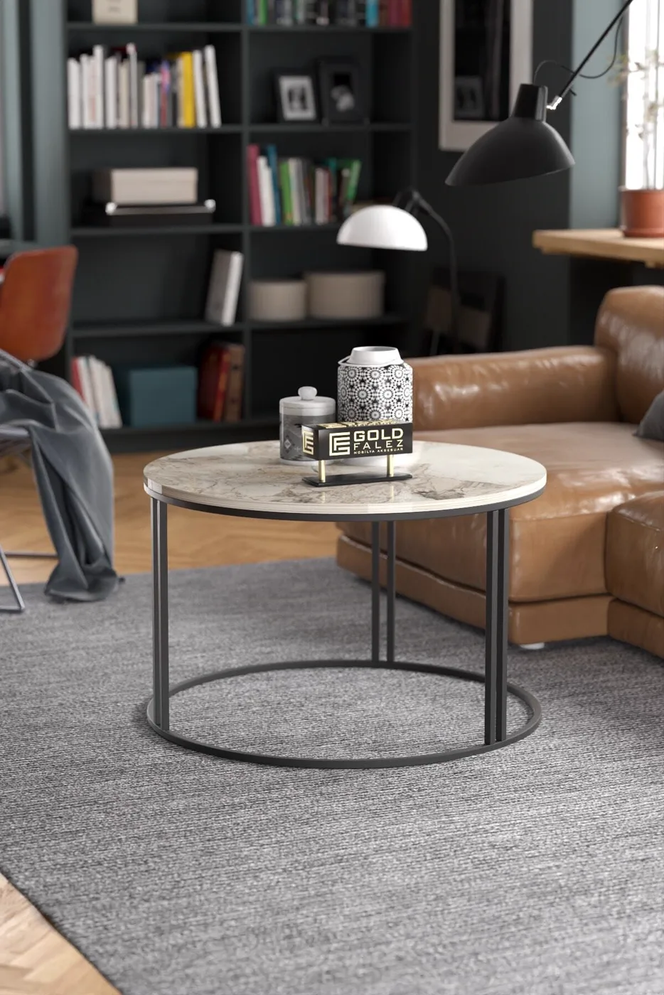 Special Round Coffee Table - White Marble Effect