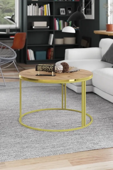 Table basse ronde spéciale - noyer doré