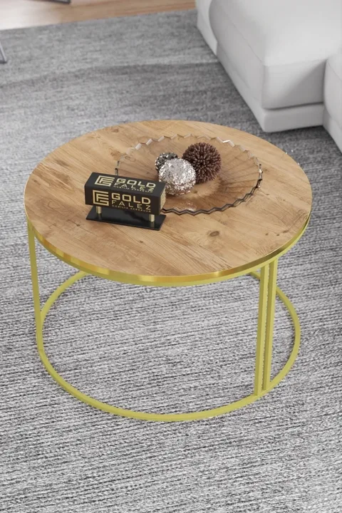 Special Round Coffee Table - Gold Walnut