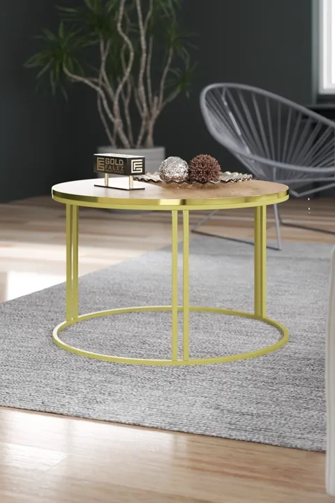 Special Round Coffee Table - Gold Walnut