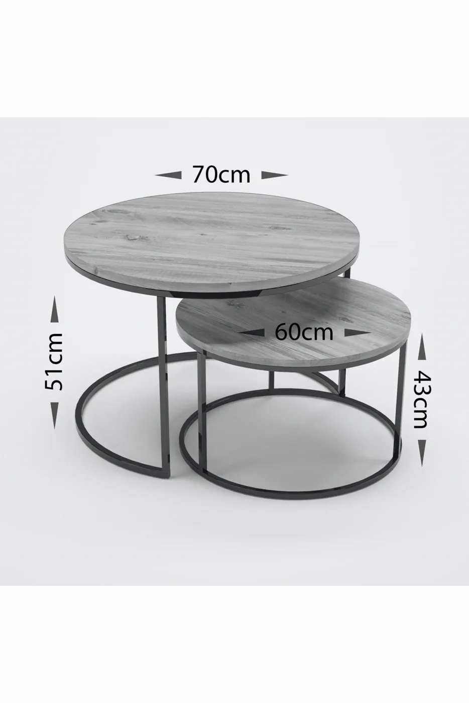 Special 2-Piece Round Coffee Table Set - Walnut