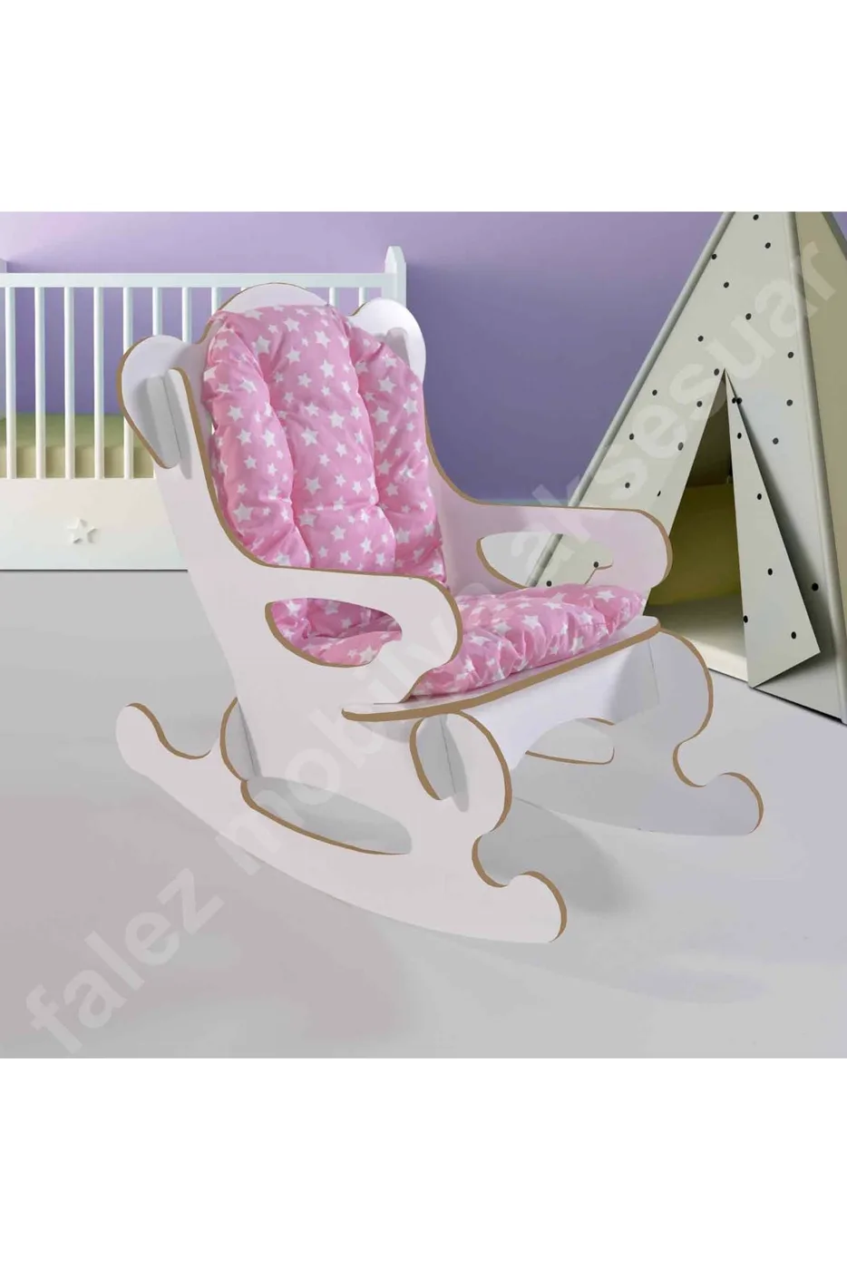 Sedia a dondolo per bambini Star con cuscino - rosa