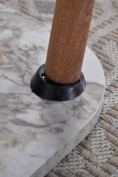 Square Coffee & Nesting Table Set Turned Wooden Legs - White Marble Effect