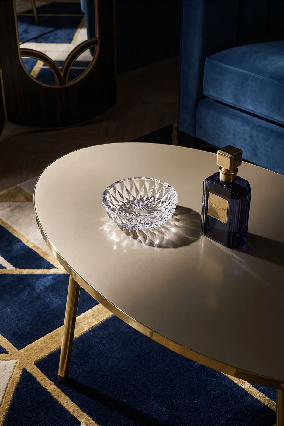 Oval Coffee Table Gold Metal Legs - Cream