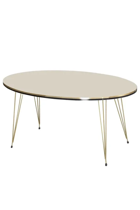 Round 4-Piece Table Set Gold Wire Legs - Cream 1