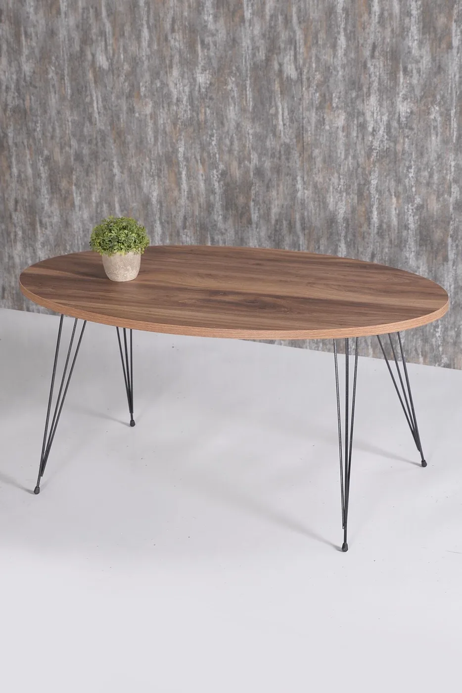 Round 4-Piece Table Set Wire Legs - Walnut