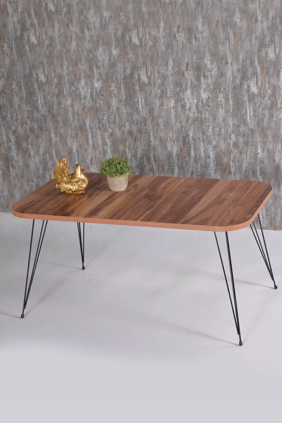 Rectangular Coffee Table Wire Legs - Walnut