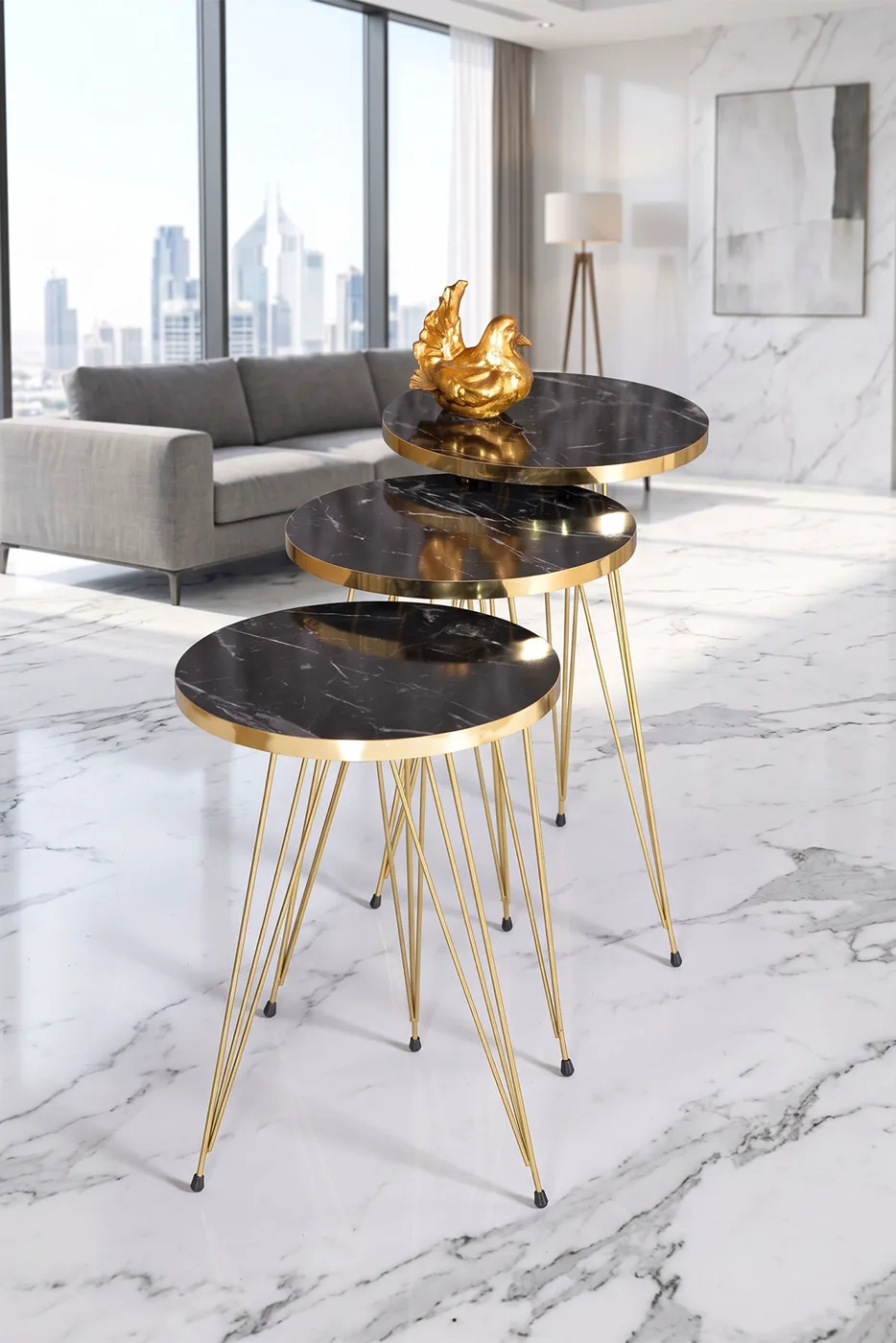 Zigon Sehpa Gold Bendir Tel