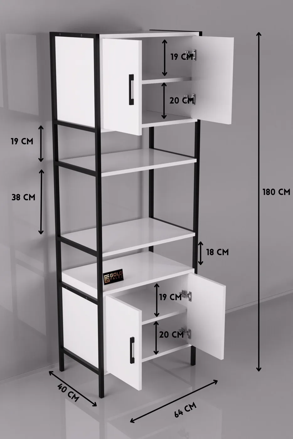 MD Oven Cabinet with Metal Legs, White 64 cm
