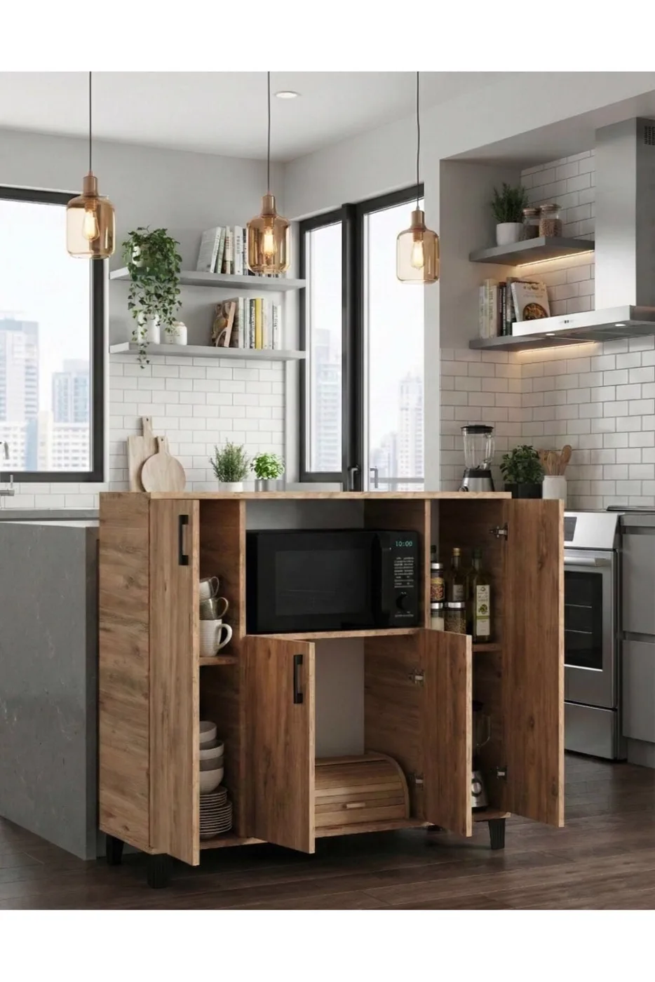 MD Microwave Cabinet, Atlantic Pine 120 cm