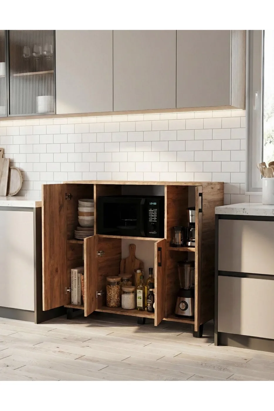 MD Microwave Cabinet, Atlantic Pine 120 cm